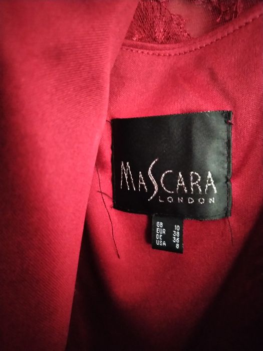 Suknia ślubna sukienka wieczorowa ciemnoczerwona o kroju syreny + szal