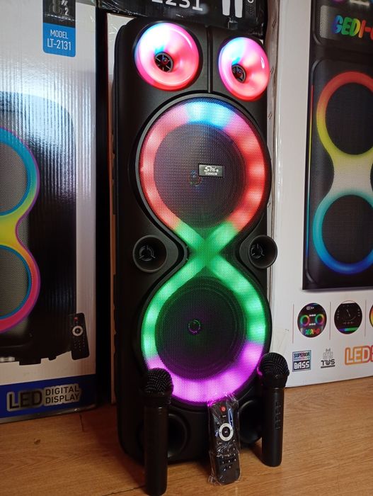 Караоке акустика Atlanfa-82(Bluetooth,SD,USB,FM) пультДУ, 2микрофона.