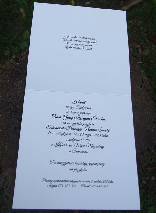 Zaproszenie Komunia Święta 2025