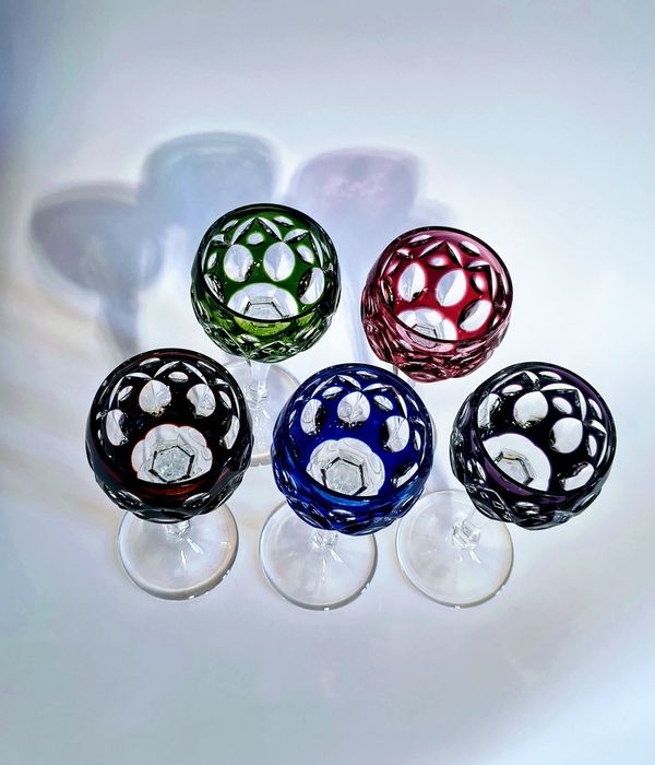 Kieliszki kryształowe Paill Putzler/ szkło kolorowe