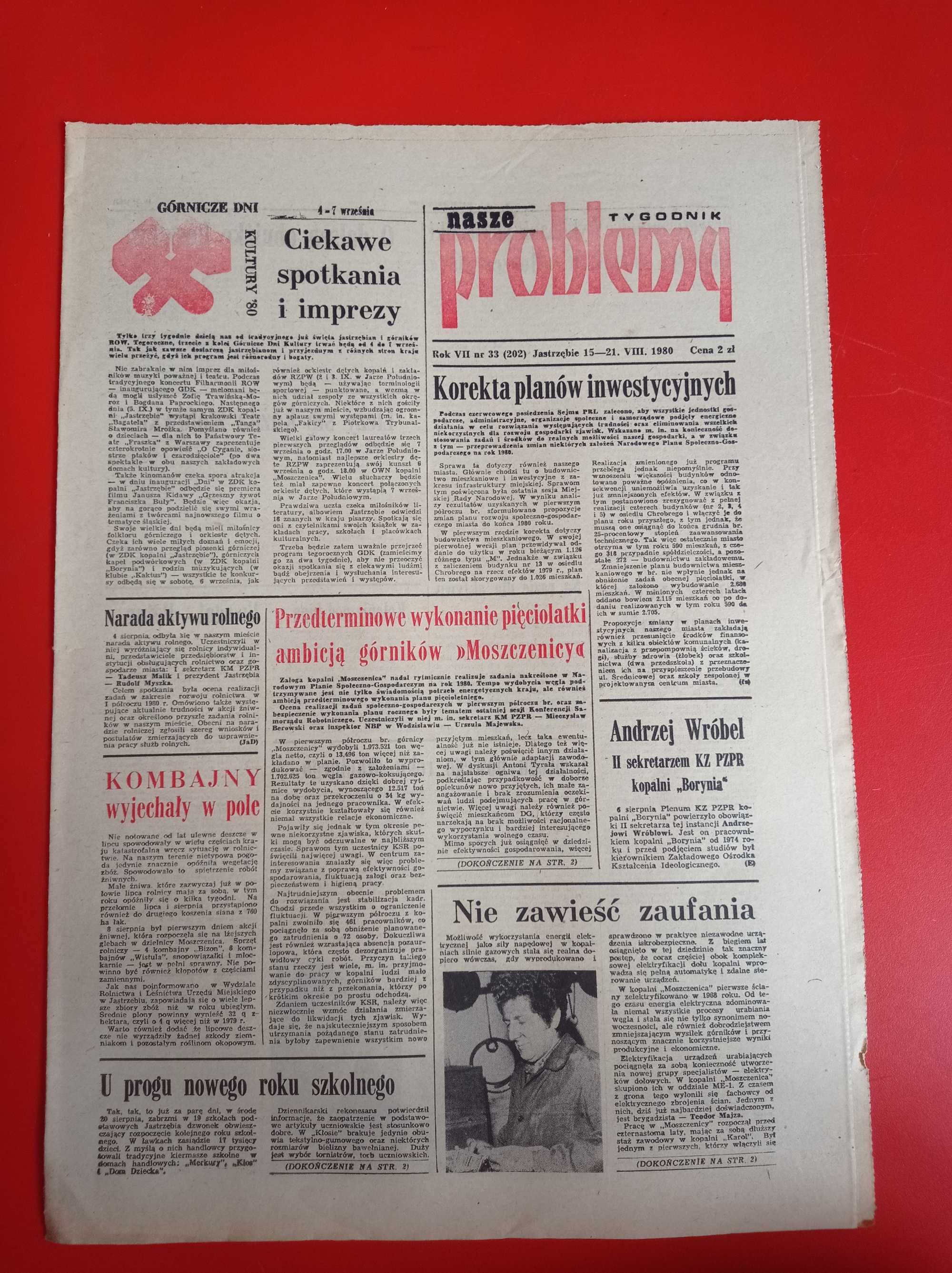 Nasze problemy, Jastrzębie, nr 33, 15-21 sierpnia 1980