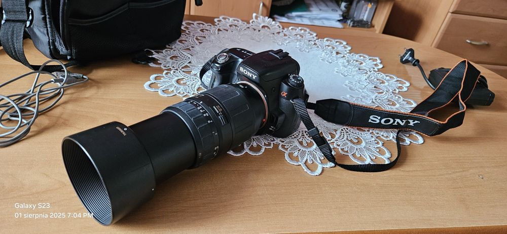 Sony alpha 450 pełen zestaw + obiektyw tamron 70-300