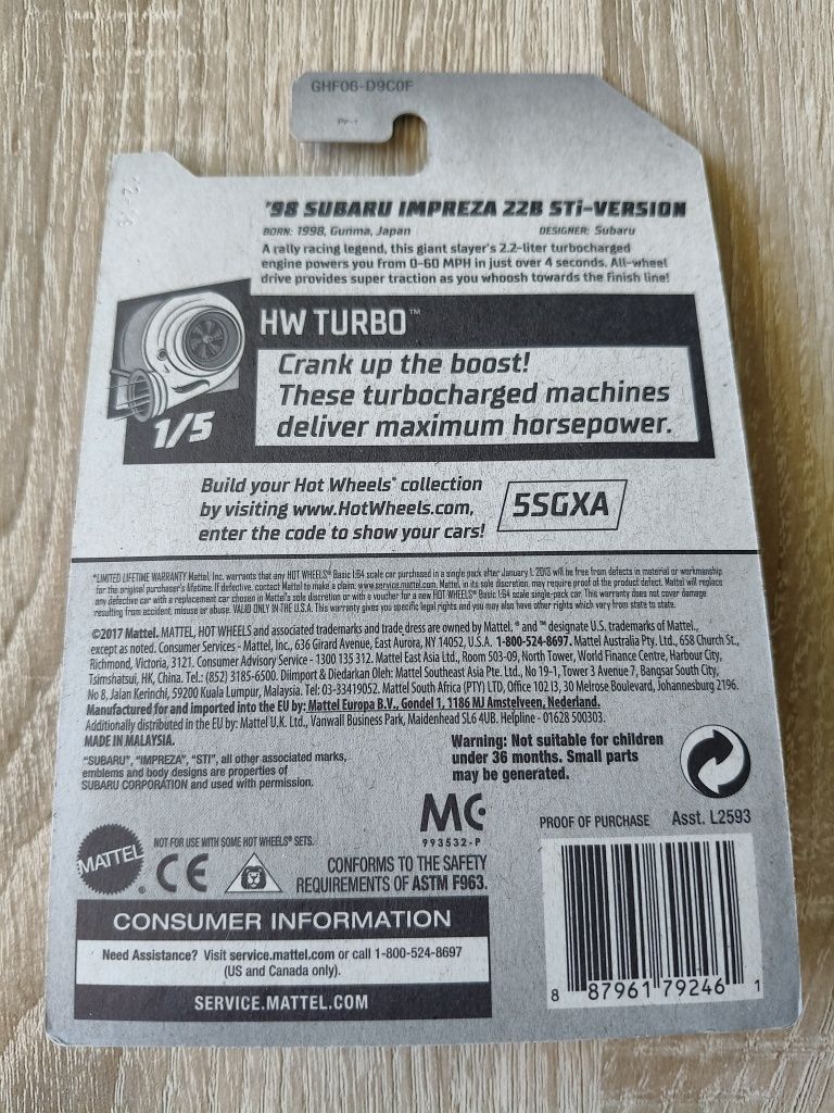 Hot Wheels '98 Subaru Impreza 22B STi-Version #1
