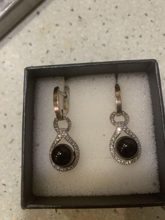 Серьги серебряные с черным ониксом
