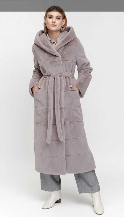 УДЛИНЕННАЯ ЭКОШУБА с разрезами, Премиум качества - SAMANGE (L)