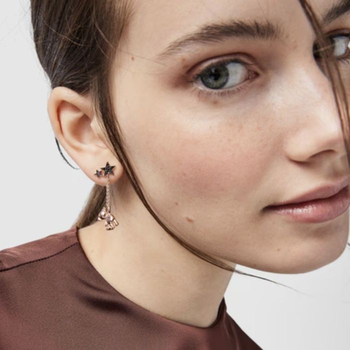 Kolczyki z misiem różowe srebro vermeil 925 z szafirami i rubinami