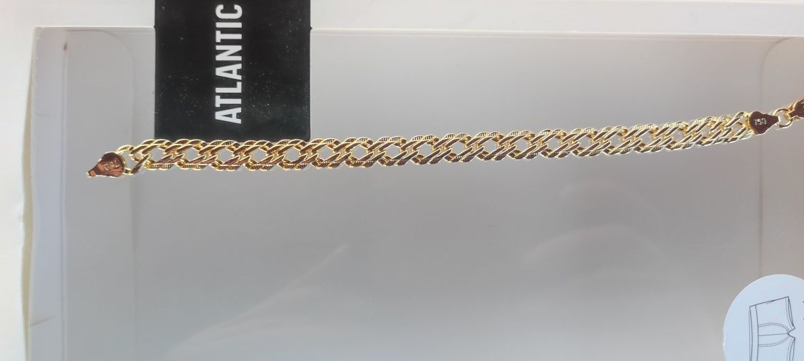 Złota bransoletka,19cm,18k,750, grawery na zapięciach, pozłacana,CK,PP