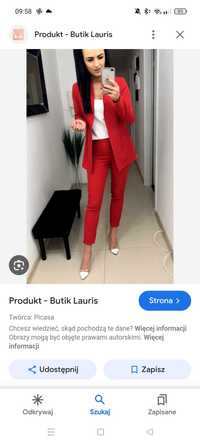 Czerwony garnitur Lauris rozmiar m spodnie + marynarka