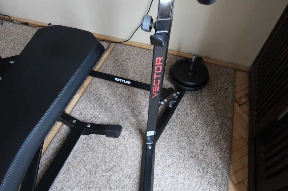 Kettler stojak Vector, ławka Alpha, gryf 15kg