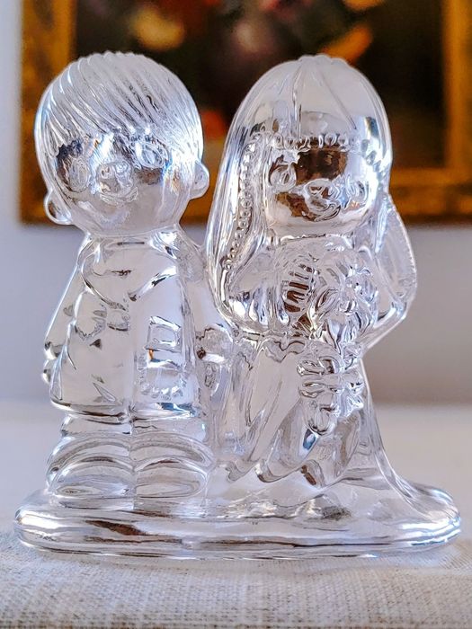 Figurka kryształowa PARA MŁODA lata 80 - te , retro vintage PRL