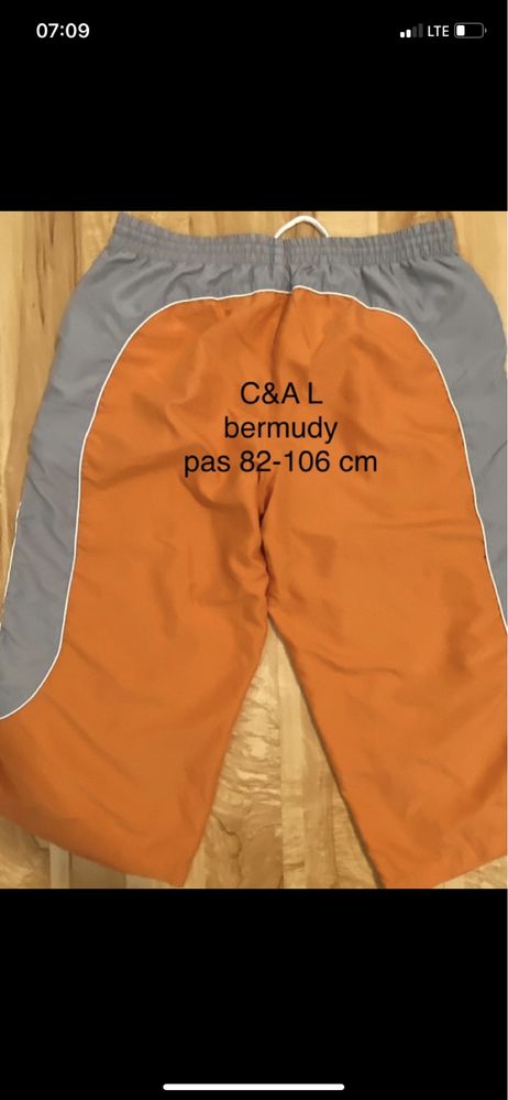 C&A L pomarańczowo szare bermudy rybaczki capri szybkoschnące pas guma