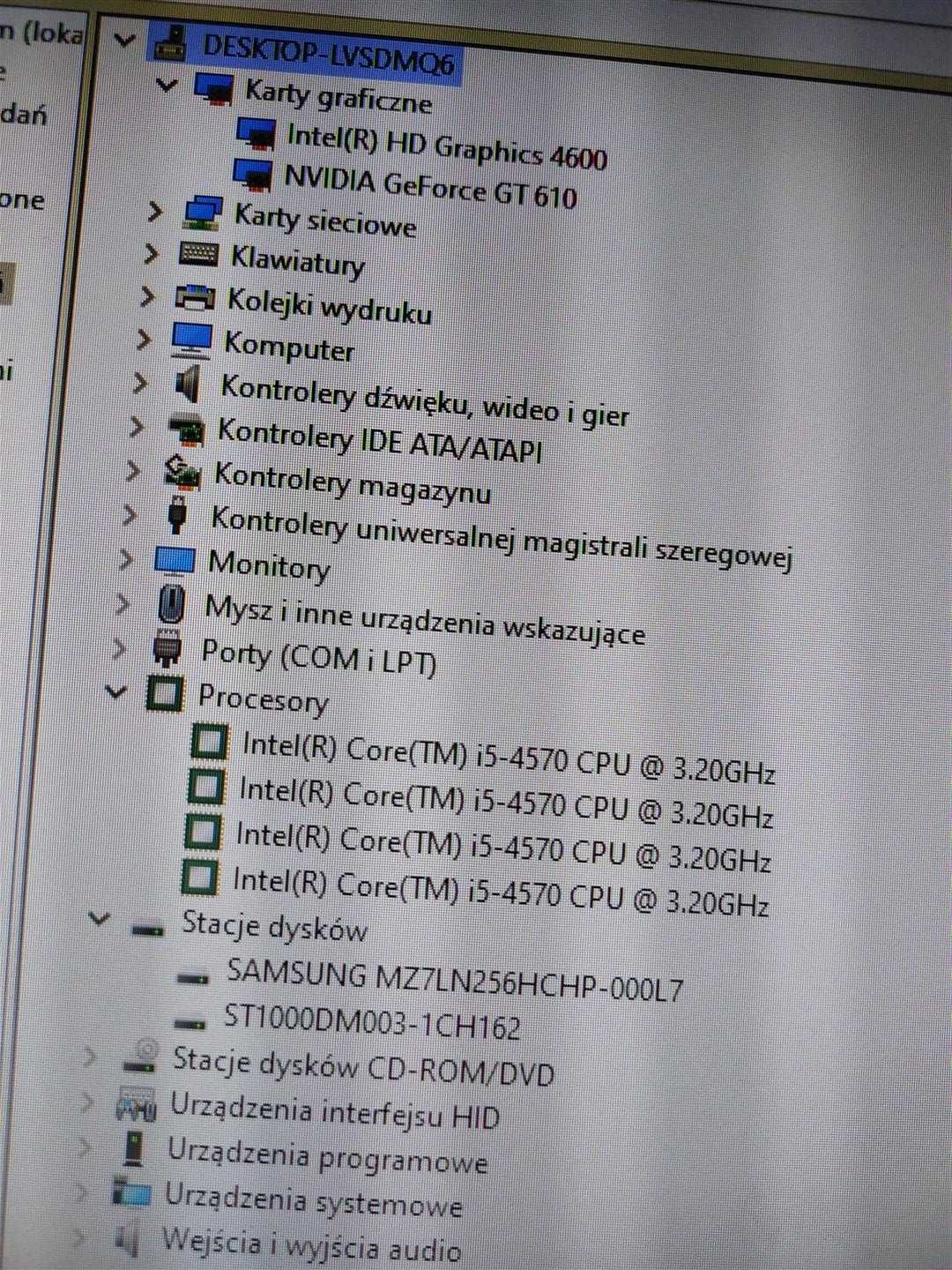 Komputer i5-4570 4X3,3GHz, 256 SSD, HD 1TB, 2 Karty Graficzne, Monitor