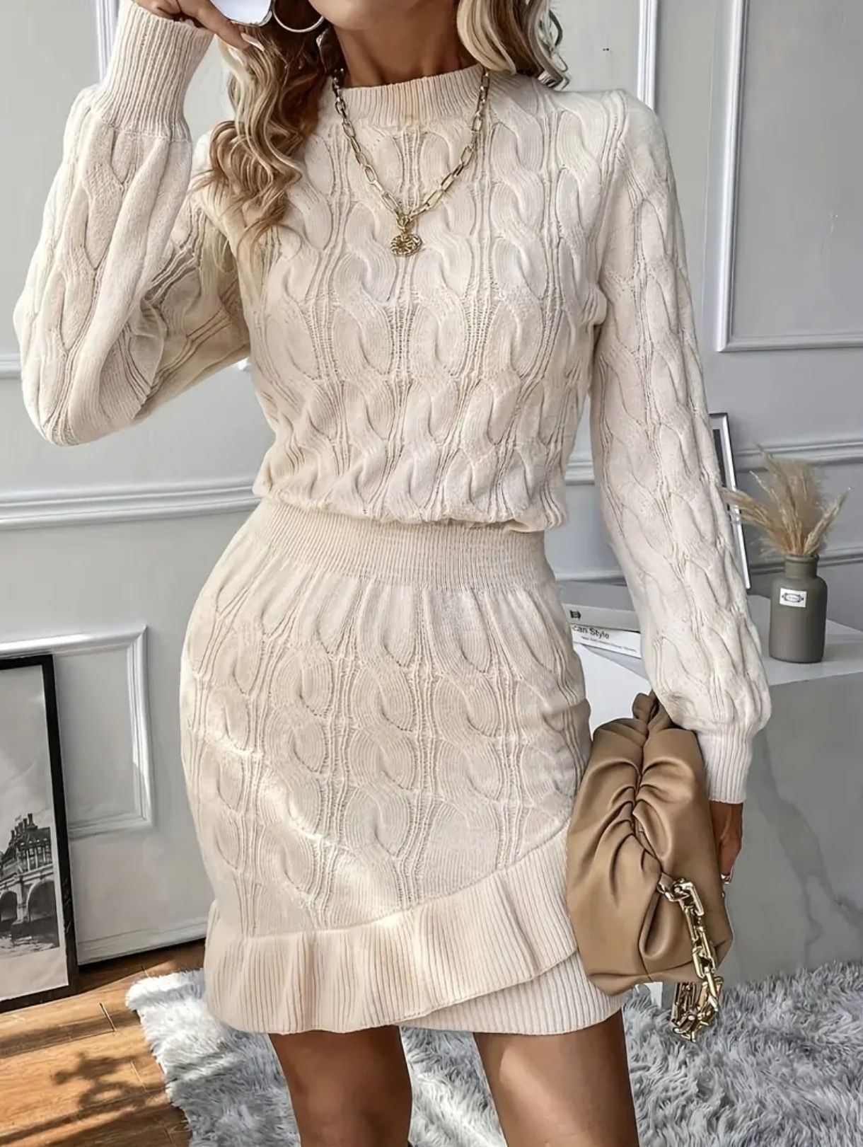 Sweterkowa sukienka z wiskozy premium