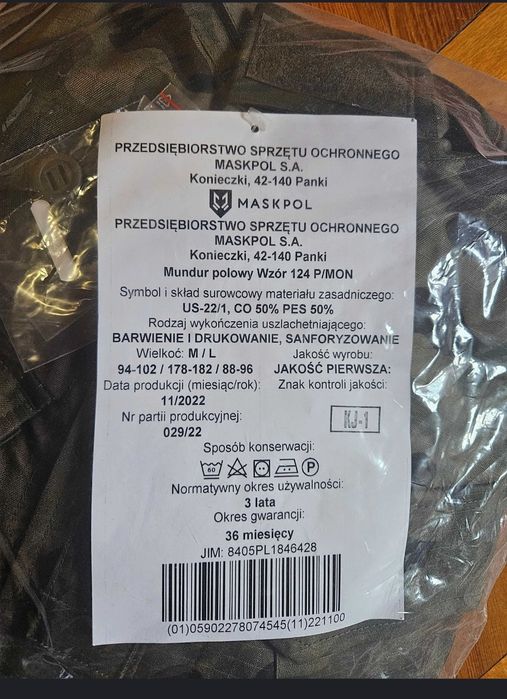 Mundur polowy zimowy rozmiar M/L