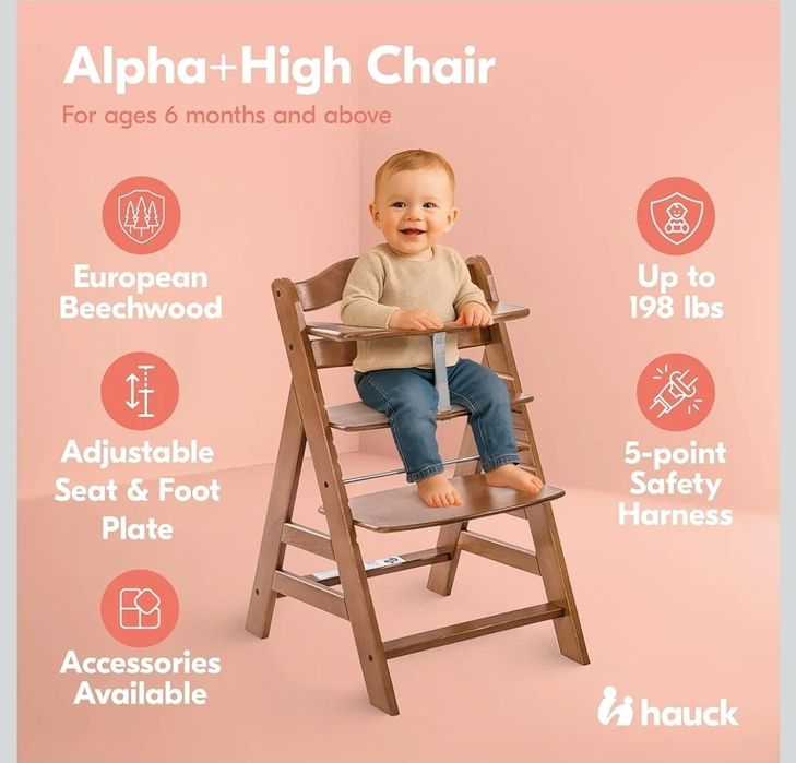 Hauck Alpha+ alpha plus Drewniane Krzesło jak stokke tripp trapp