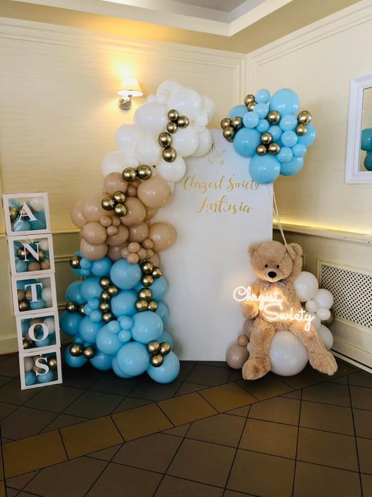 Ścianka balon chrzest Komunia dekoracja