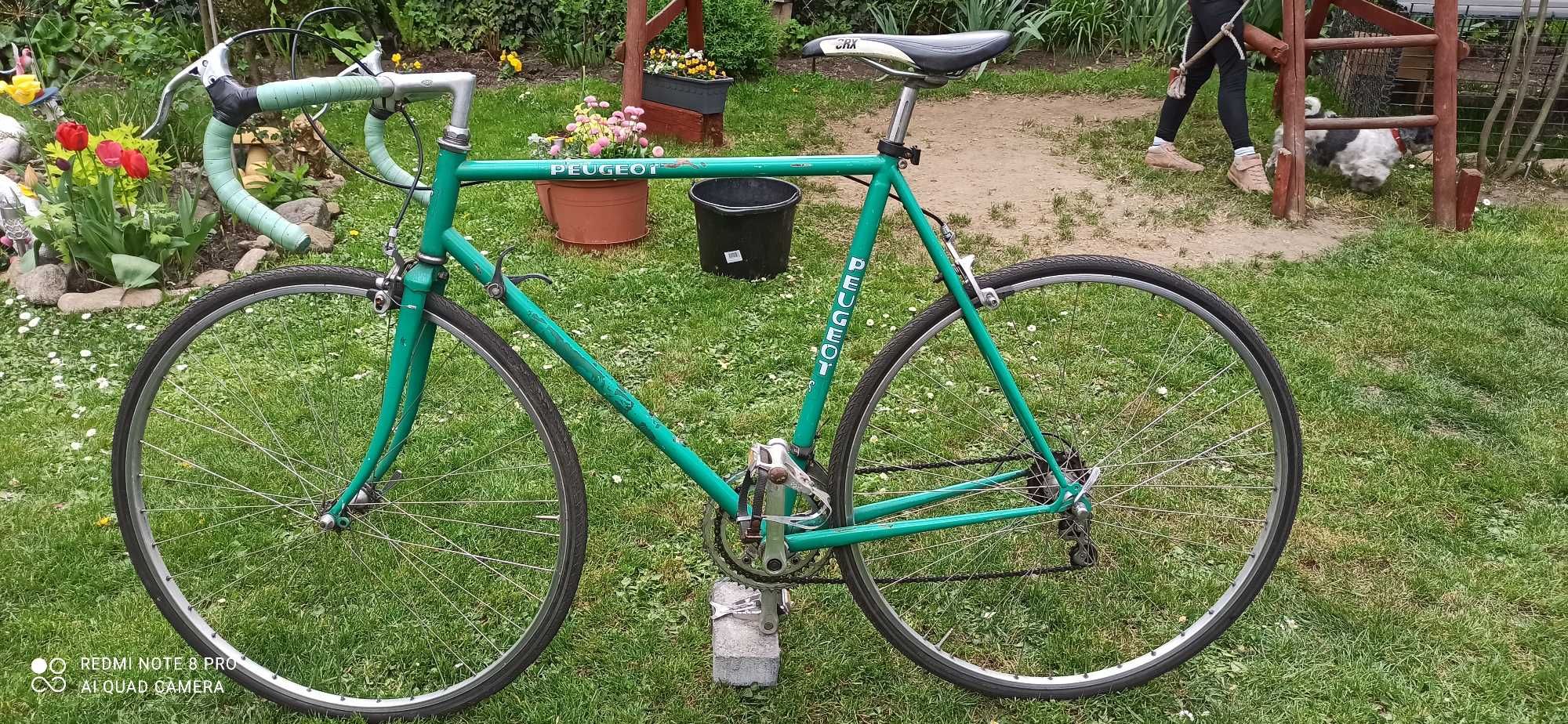 Rower z lat 70, peugeot zielony.