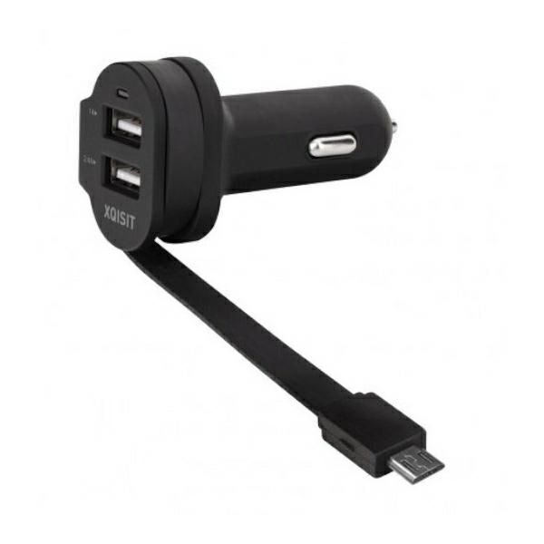 Xqisit Ład. Sam. 6A Dual Usb+Microusb Car Charger Czarny/Black 20425