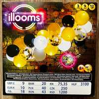 Zestaw na imprezę - zestaw balonów 12 LED+3 konfetti+9 zwykłe