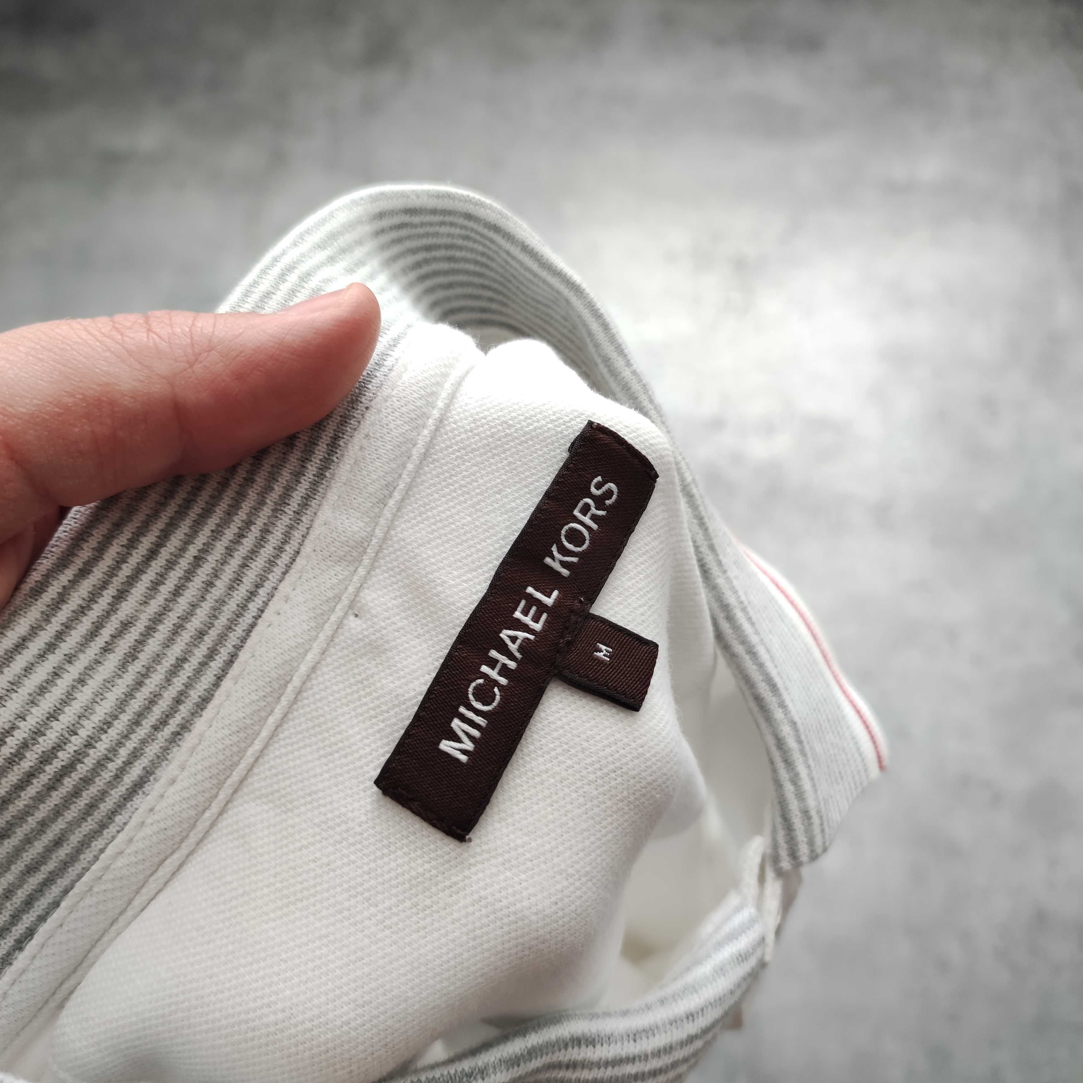 MĘSKA PREMIUM Koszulka Biała Elegancka MK Michael Kors Logo Casual