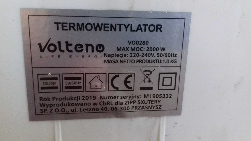 Termowentylator o mocy 2000 W
