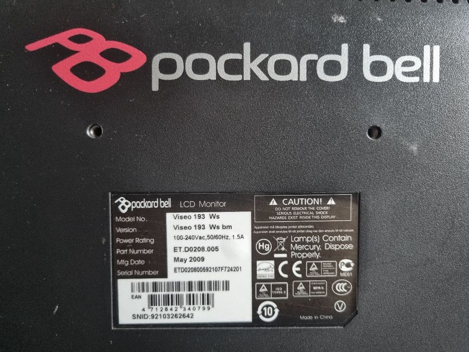Monitor 19" Packard Bell