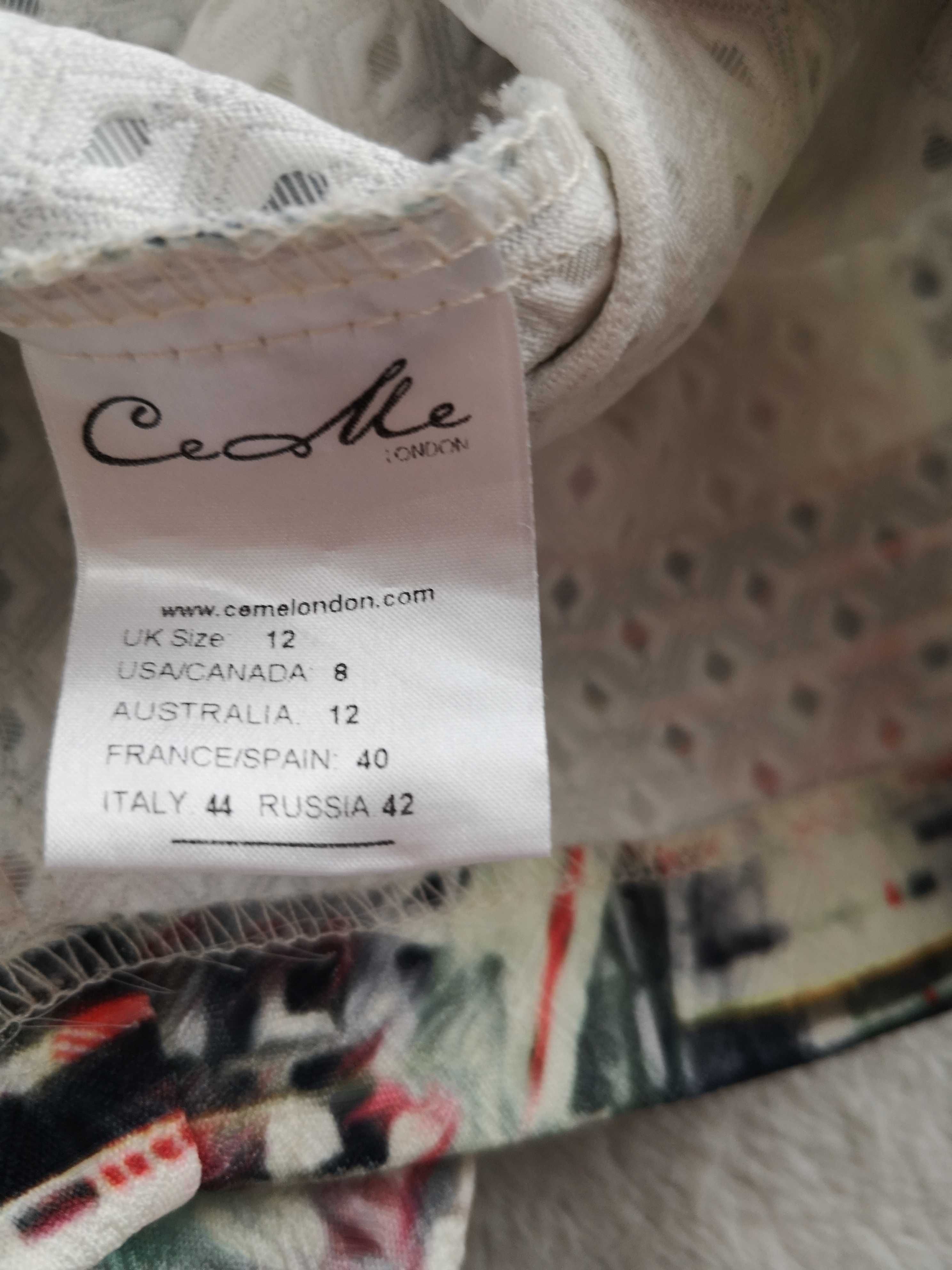 Elegancka sukienka w kwiaty kwiatki kratę kratkę Ceme London 40 j nowa