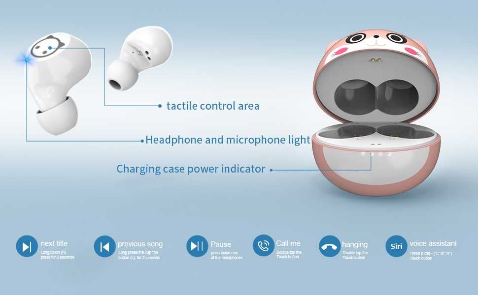 Amaface Bezprzewodowe słuchawki douszne dla dzieci, z mikrofonem