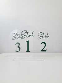 Akrylowe numery stołów pleksi napis butelkowa wesele plan stołów