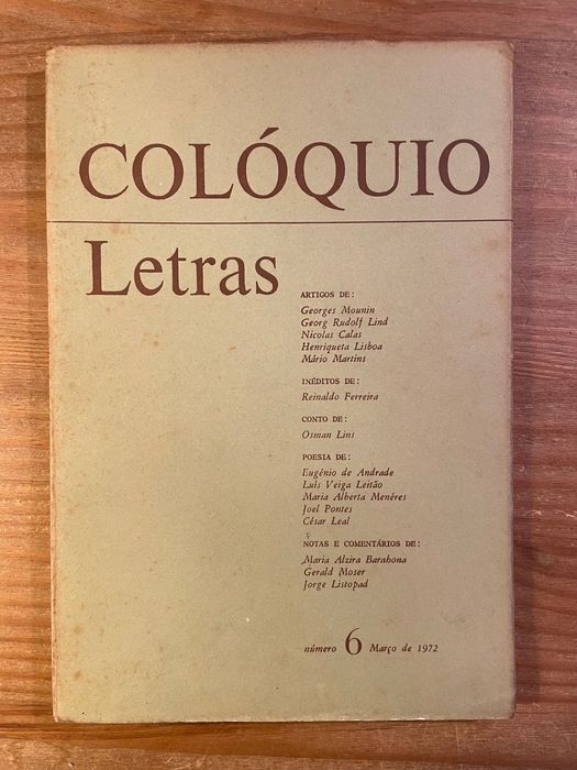 Colóquio - Letras - Número 6 (portes grátis) Reinaldo Ferreira