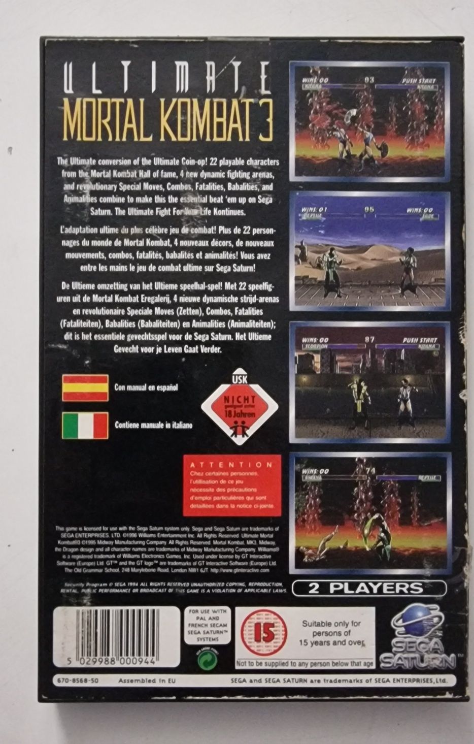 Ultimate Mortal Kombat - Sega Saturn Completo