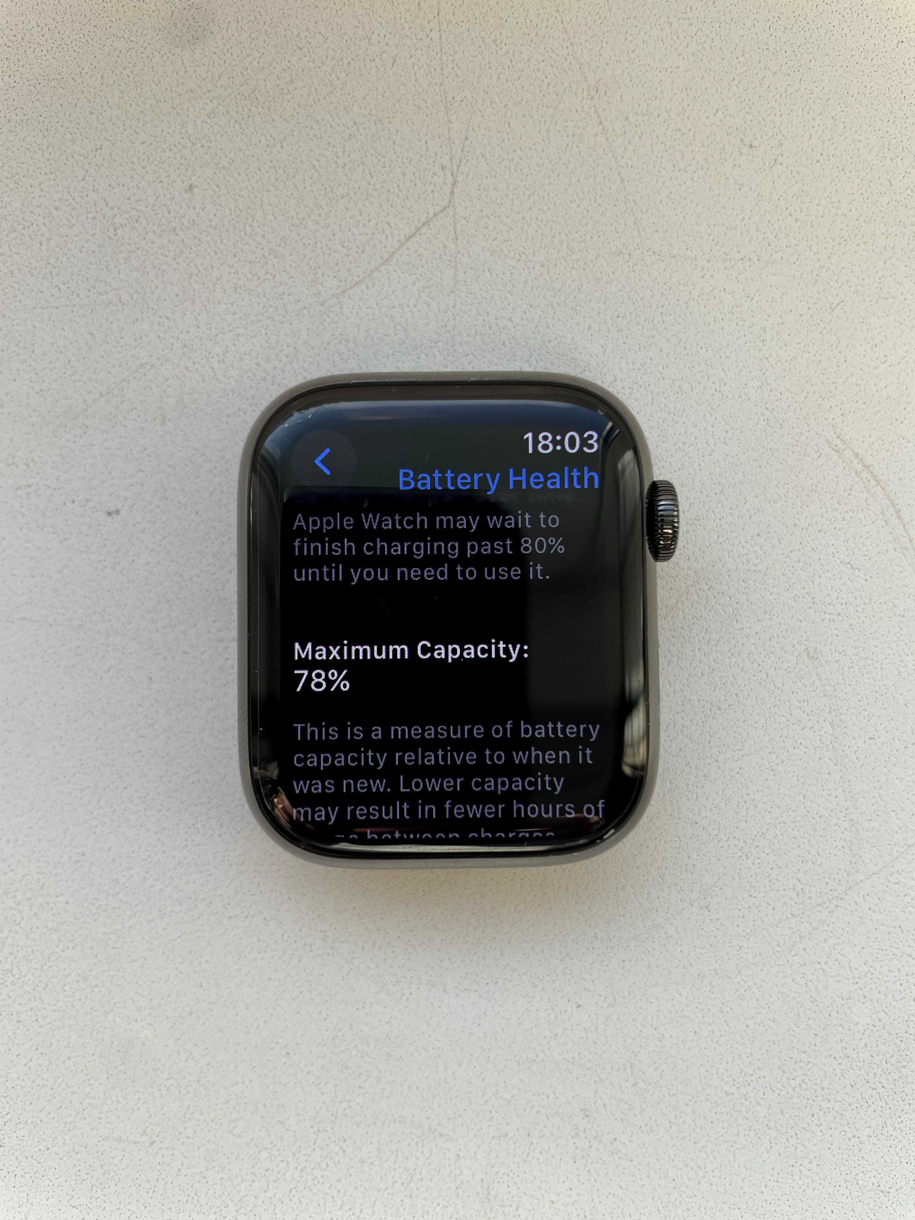  Apple Watch 7 45мм САПФИР стекло МЕТАЛ корпус Bat 78% Graphite