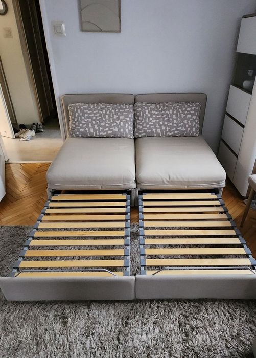 Sofa modułowa IKEA beżowa trzy elementy wygodne spanie dla dwóch osób