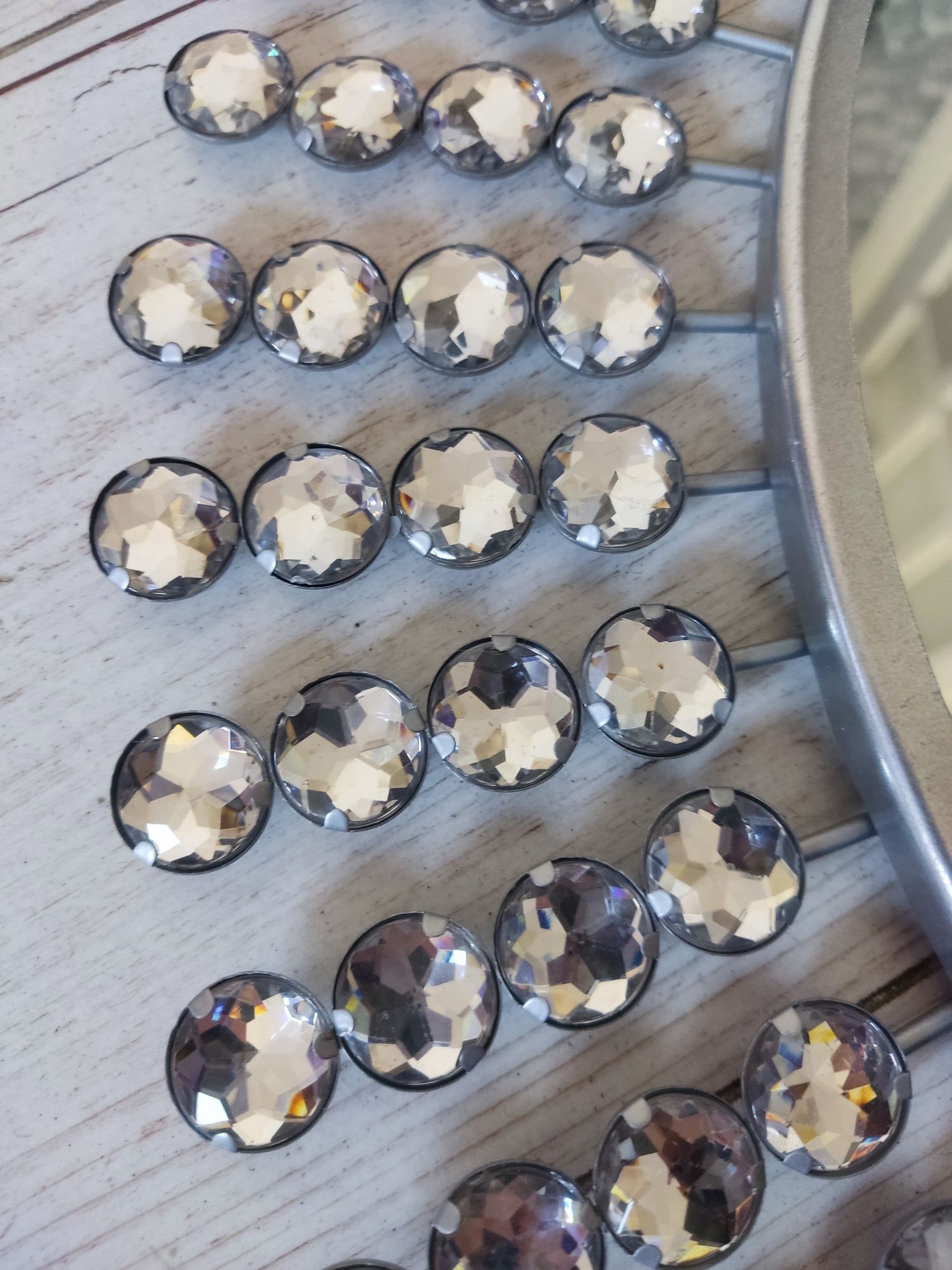 Lustro srebrne z kryształkami błyszczące dekoracyjne Glamour nowe
