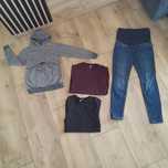 Ubrania ciążowe: spodnie H&M Mama, bluza happy mama, 2xbluzka asos