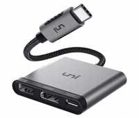Adapter HUB Uni USB-C 3w1 HDMI USB-C  USB