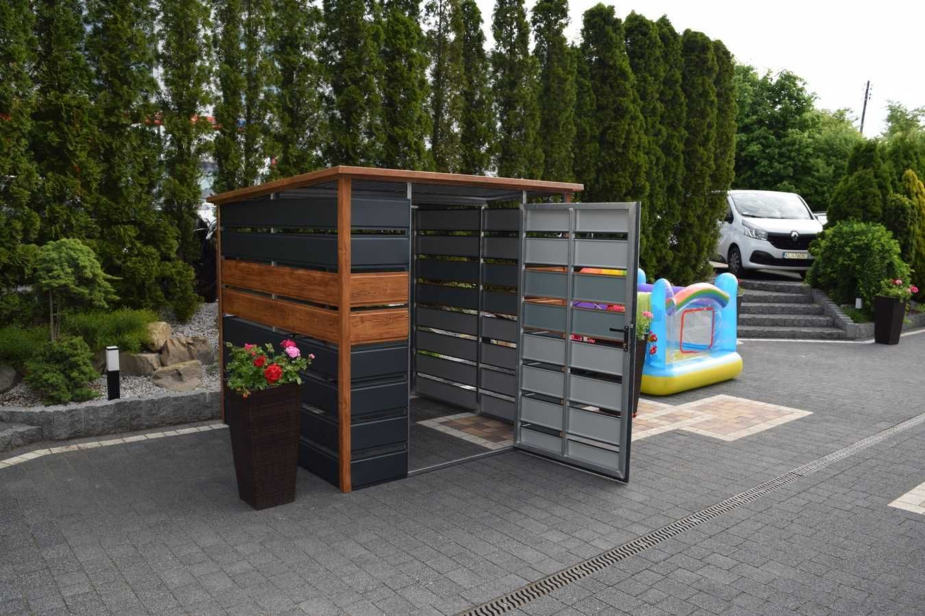Nowoczesna - Wiata śmietnikowa 2x2m - kosz na śmieci - wiata na śmieci