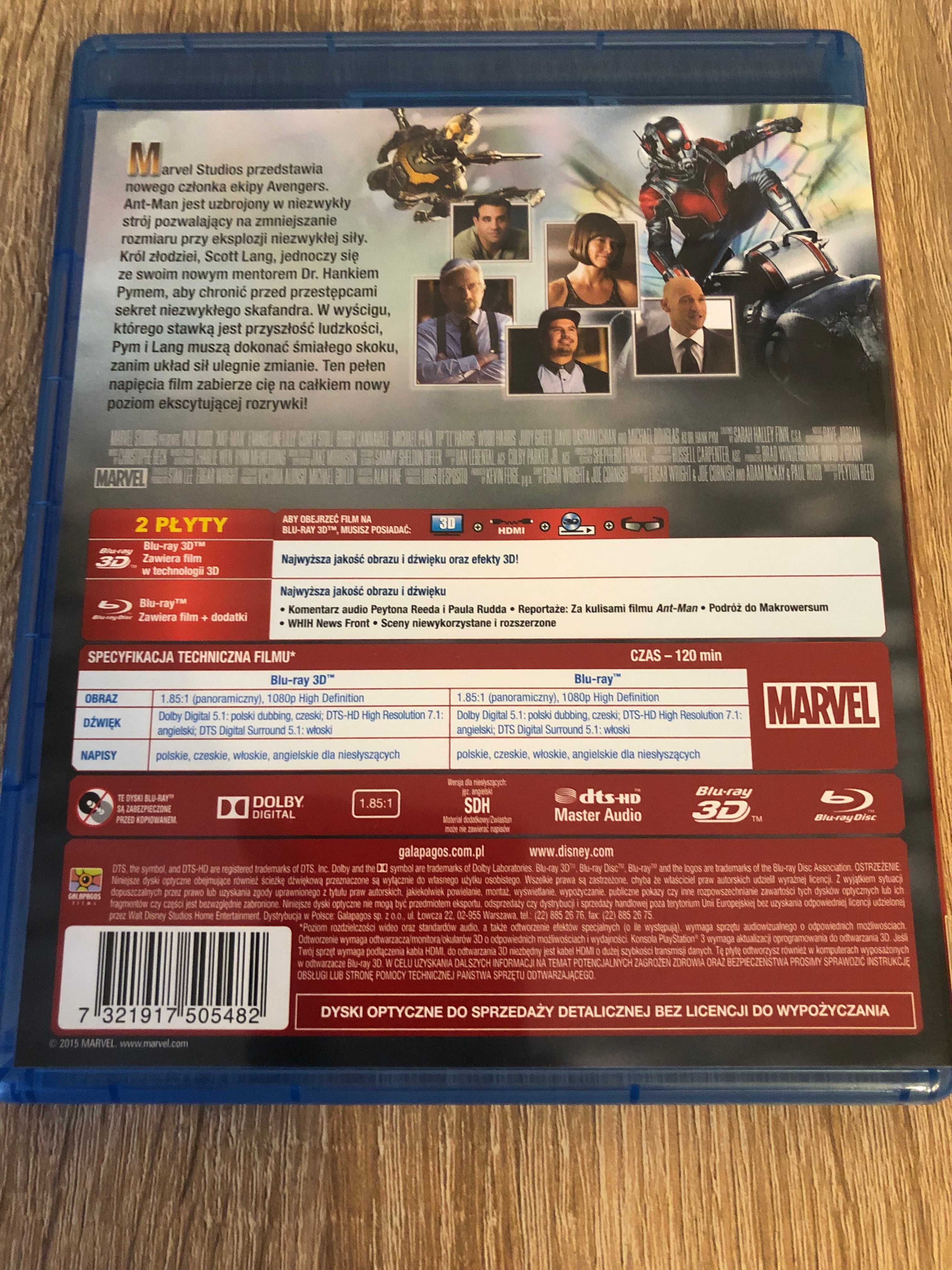 Ant-Man (2015) [Blu-Ray 3D]+[Blu-Ray] wersja PL tylko płyta 3d +gratis