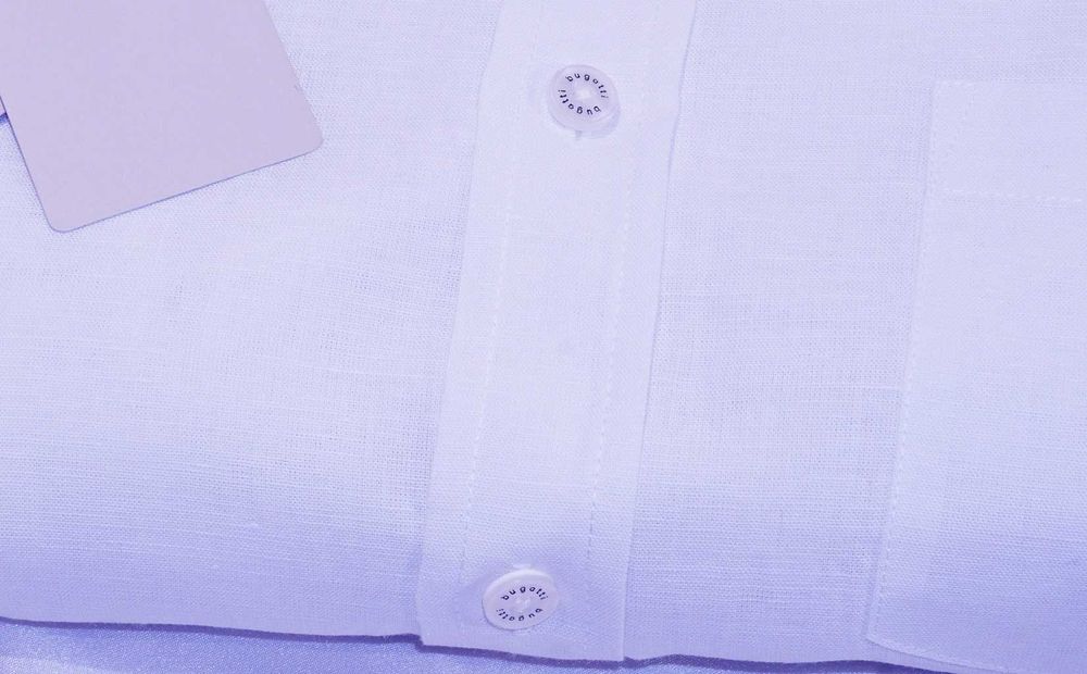 Bugatti koszula XXXL 47/48 krótki długi rękaw biała lniana boss th ck