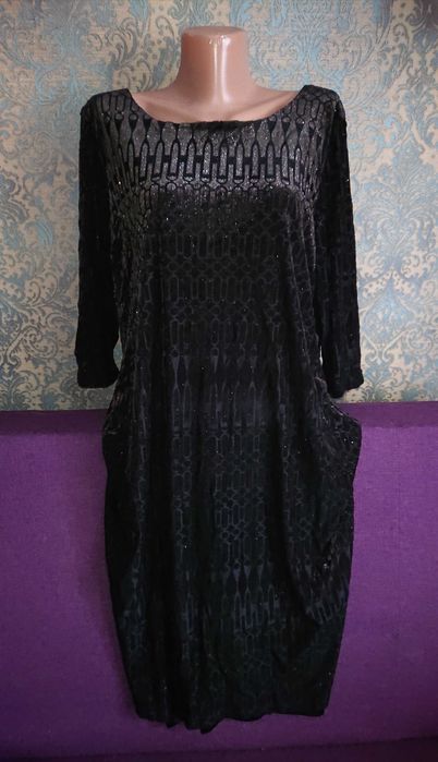 Красивое теплое платье велюр большой размер батал xxl