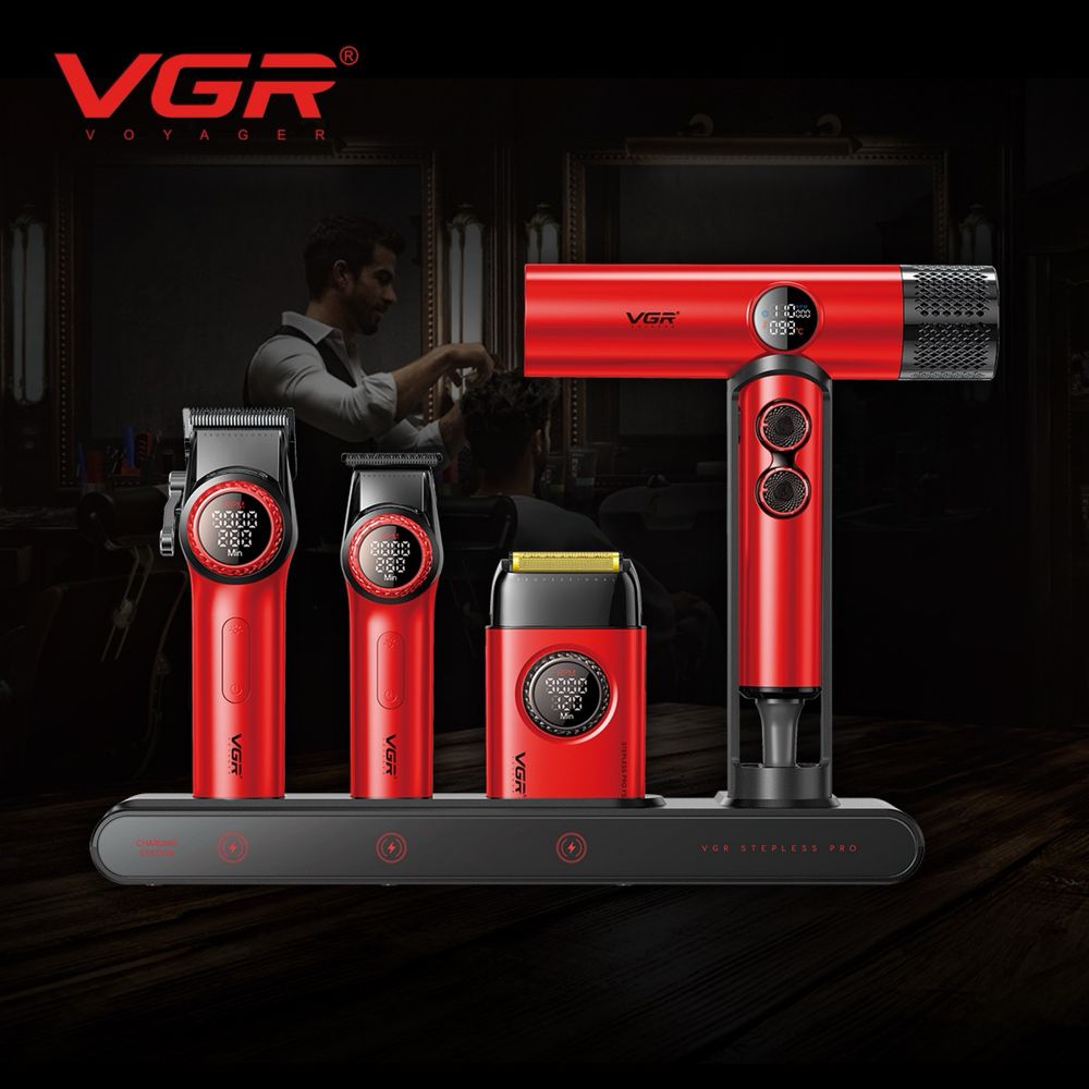 Комплект VGR STEPLERSS RPO 4 IN 1 RED, машинка для стрижки