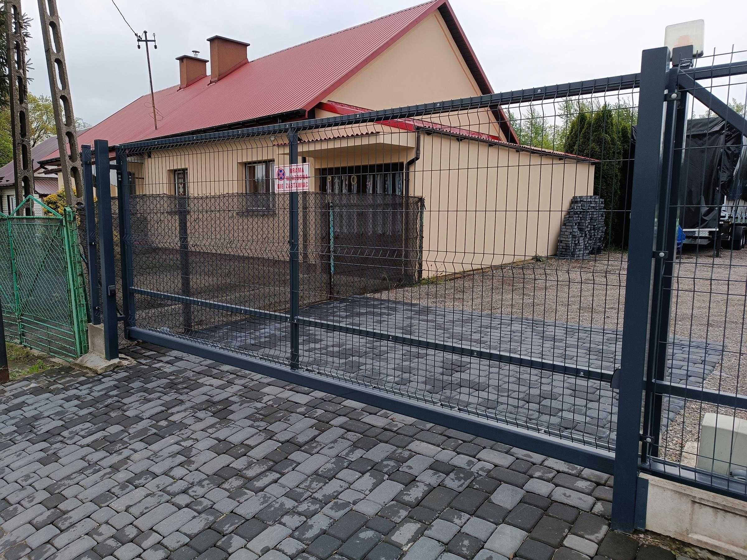 brama przesuwna grafit panelowa ocynk 2 lata +wózki+rolki