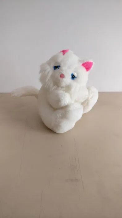 Peluche Gato Branco/ Cor-de-Rosa 19 cm