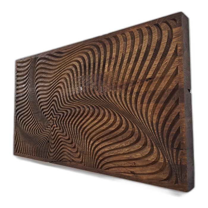 Abstrakcyjna dekoracja z drewna – hipnotyczny wzór 3D