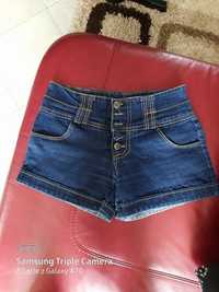 Szorty wysoki stan spodenki krótkie damskie roz S/M jeansowe granatowe