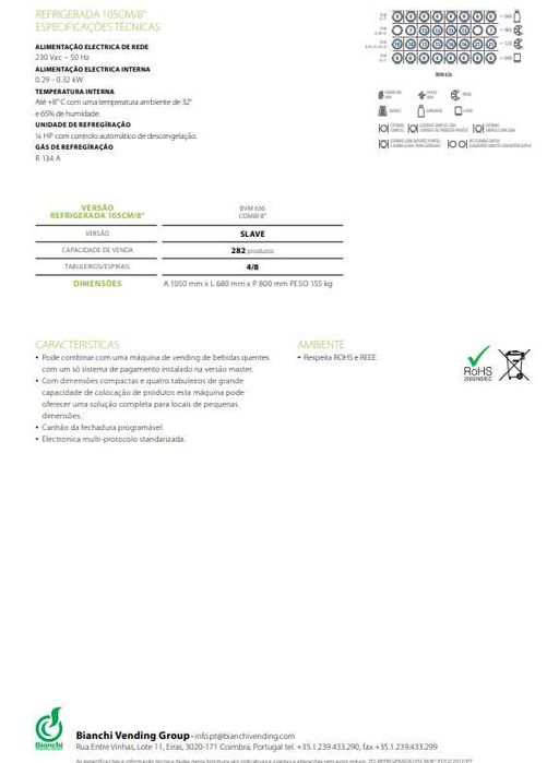 Combinado Bianchi Vending c/terminal Nayax | Bebidas quentes + Snacks