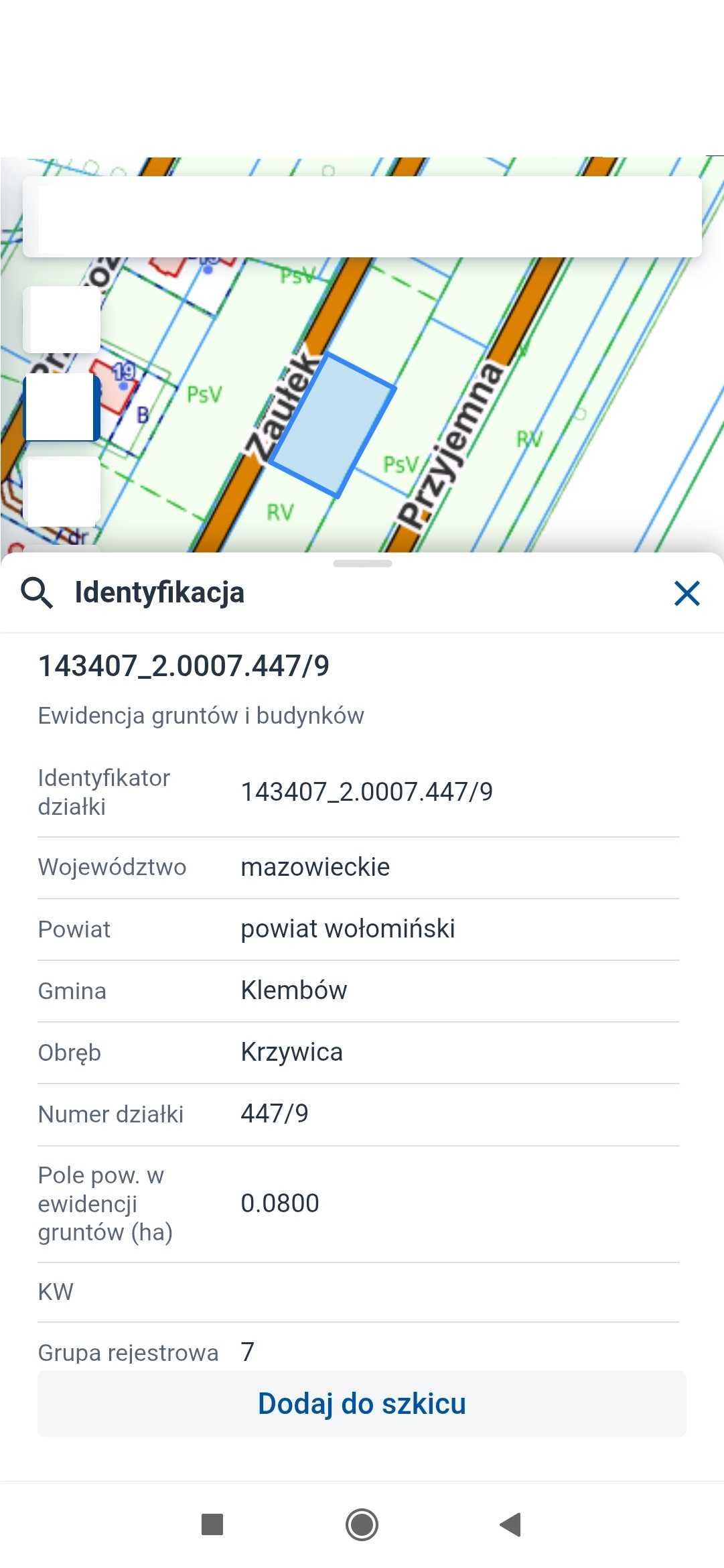 Działka budowlana z MPZP Krzywica gm. Klembów.