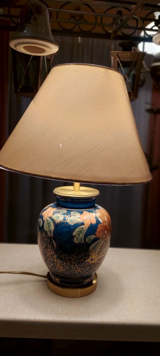 Piękna lampa porcelanowa  el. mosiężne