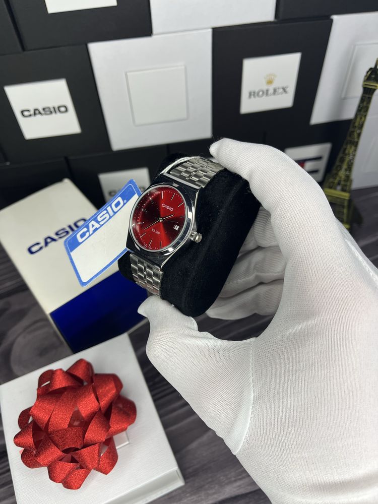 Casio B145 срібний годинник чоловічий на браслеті кварц