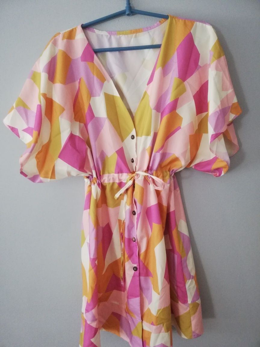 kolorowa sukienka S M kimono